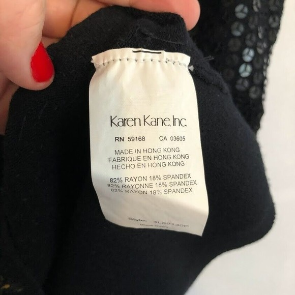 Karen Kane Small Black Knit Sequin Tank Top - Picture 3 of 4